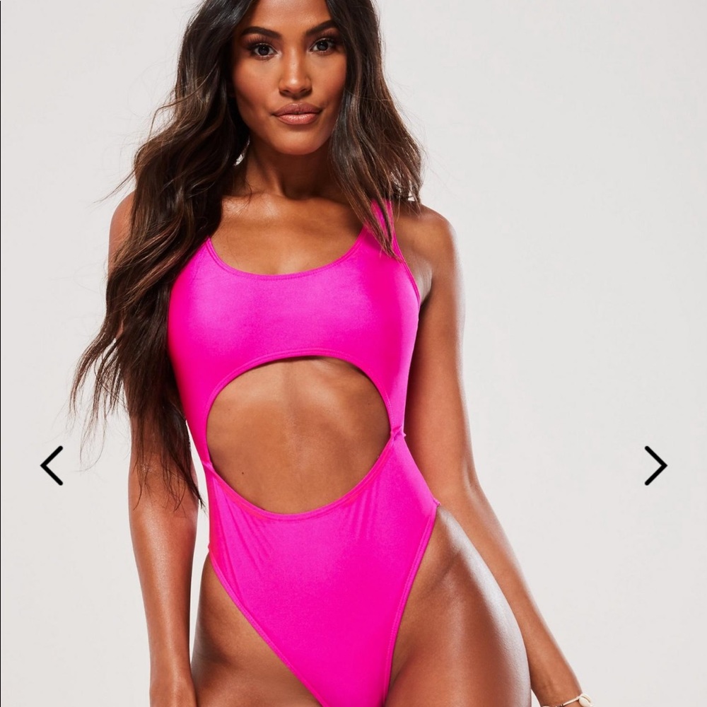 Missguided Hot Pink One Piece Bathing Suit